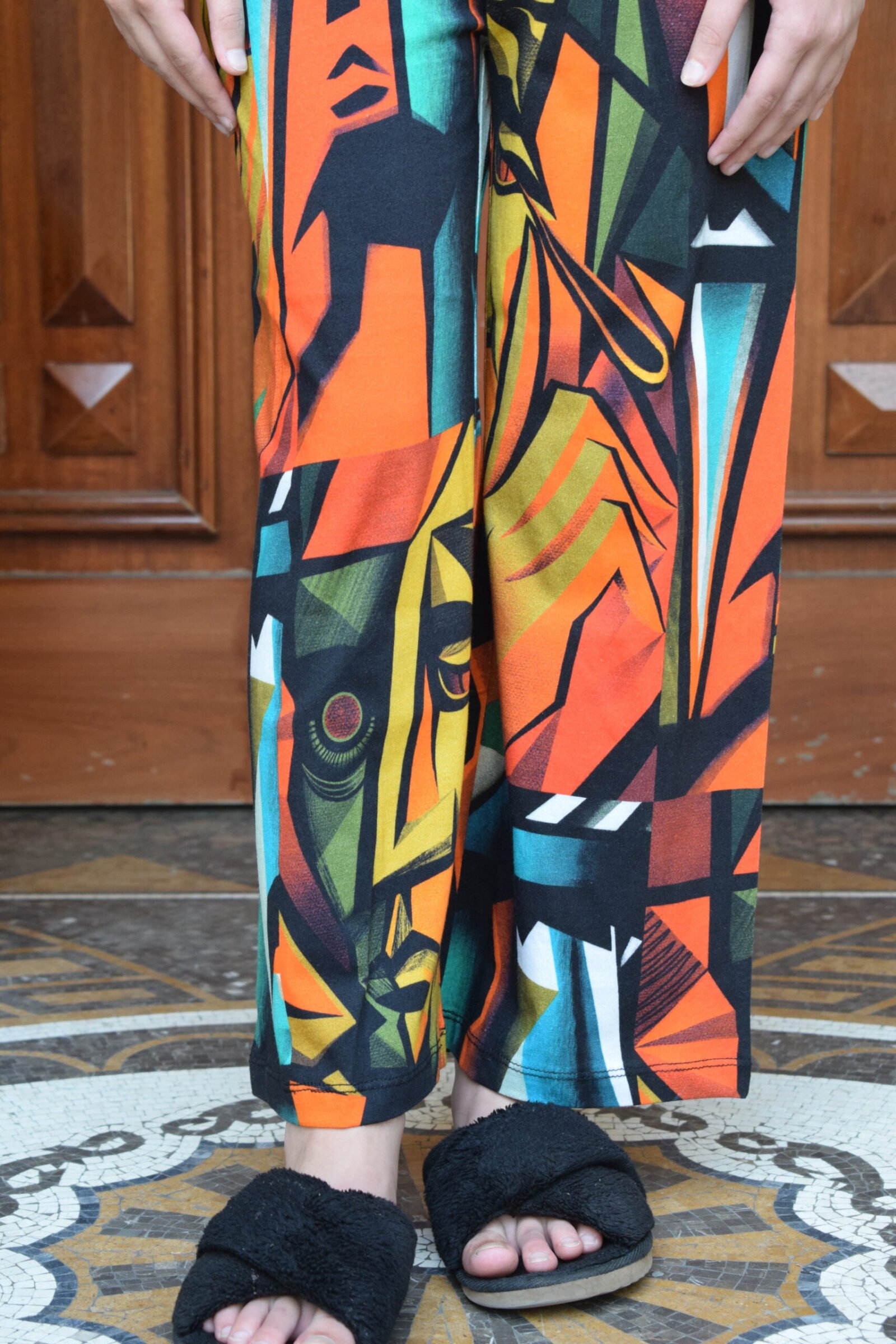 Abstract Art Print Wide-Leg Trouser – Vibrant & Trendy | Minimeko